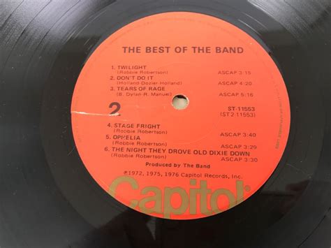 The Band The Best Of The Band Vinyl Record Album Capitol Records