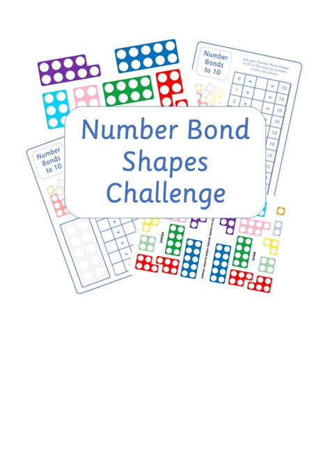 Number Bonds Numicon Shapes To 10 With Challenge Worksheets Teaching