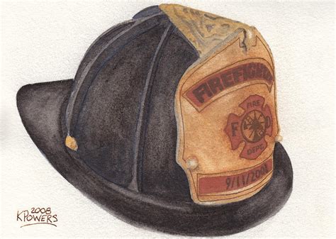 9 11 Firefighter Helmet Painting By Ken Powers Pixels