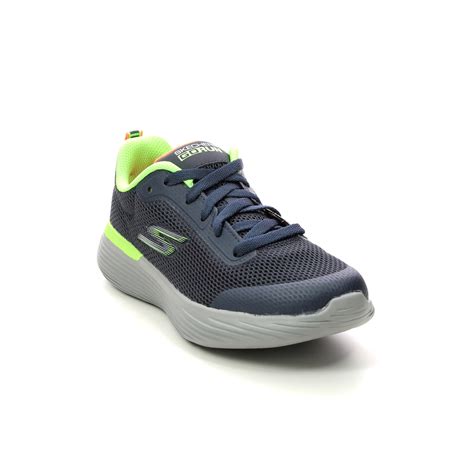 Skechers Go Run Lace L Nvlm Navy Lime Trainers
