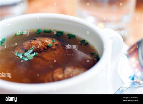 German Liver Dumplings Soup Stock Photo Alamy