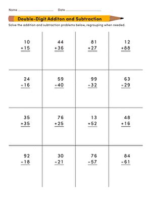Allete romane march 3, 2020 worksheets. Double-Digit Addition and Subtraction | Worksheet | Education.com