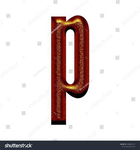 Chiseled Copper Metal Letter P Lowercase ภาพประกอบสต็อก 1088667572