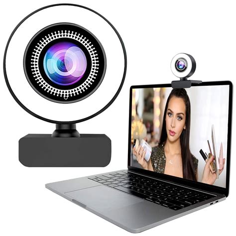 K Webcam With Ring Light And Dual Microphone Usb Streaming Web Camera