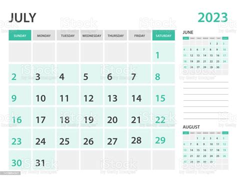 Calendar 2023 Templatejuly 2023 Year Monthly Planner Desk Calendar 2023
