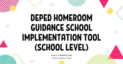 Deped Homeroom Guidance School Implementation Tool School Level
