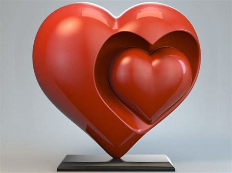 Heart Sculpture Love Red 3d Model Cgtrader