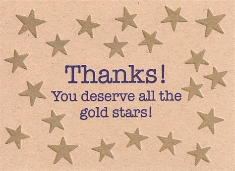 Gold Star Thank You Card Etsy