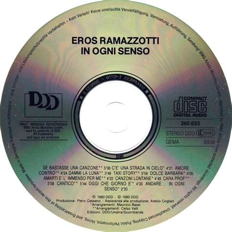 Carátula Cd de Eros Ramazzotti In Ogni Senso Portada