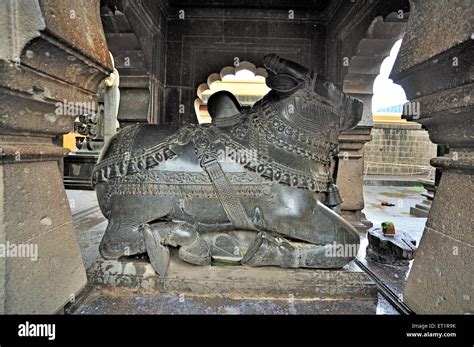 Nandi Bull Statue In Kashi Vishweshwar Temple At Wai Satara Maharashtra