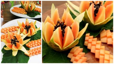 Beautiful Fruit Carving And Cutting A Flower With Papaya Youtube