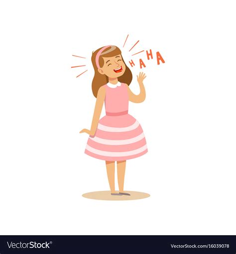 Girl In A Pink Dress Laughing Out Loud Colorful Vector Image
