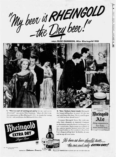 Beer In Ads 4171 Miss Rheingold 1951 At The Ball Brookston Beer
