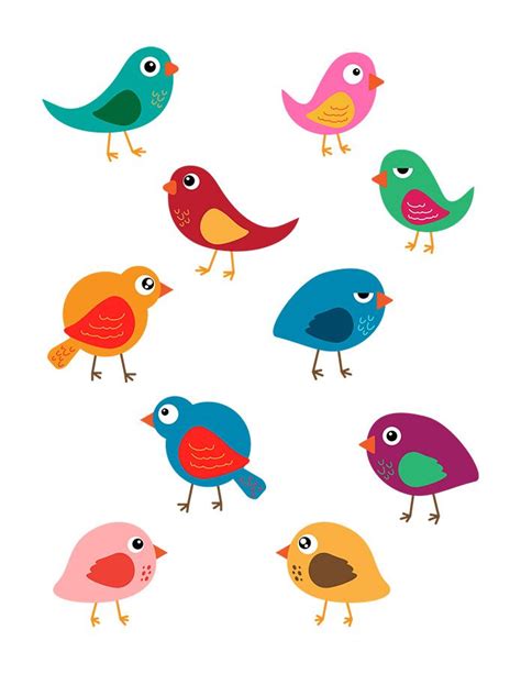 10 Colorful Birds Vector Clip Art 10 Cute Colorful Birds