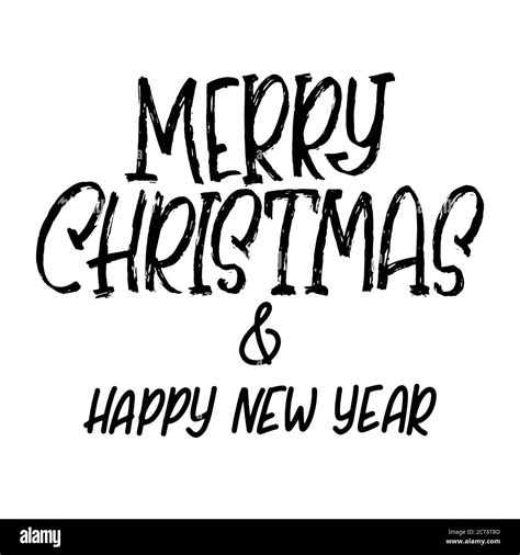 Merry Christmas And Happy New Year Lettering For Greeting Card Or