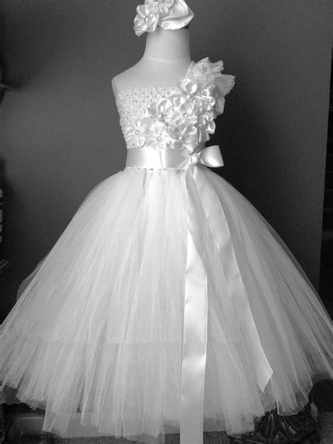 2015 White Miniature Bride Flower Girl Dress With Train For Wedding