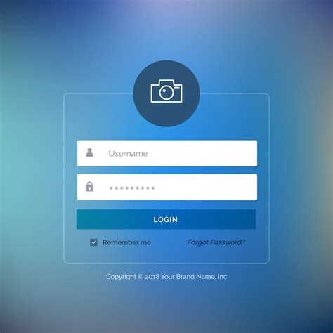 Free Vector Web Login Template With Blue Button