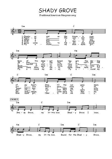 Download The Free Sheet Music Of Shady Grove In Pdf