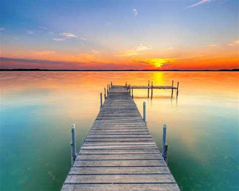 Download Wallpaper 1280x1024 Pier Lake Sunset Water Horizon Standard 54 Hd Background