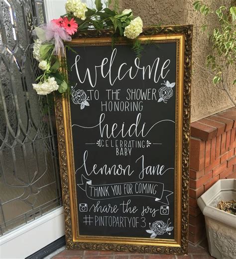 Hand Lettered Welcome Chalkboard For A Baby Shower