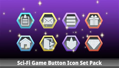 Sci Fi Game Button Icon Set Pack Gamedev Market Button Game Set
