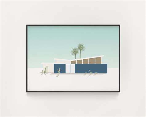 Palm Springs Midcentury Modern House Art Southwestern Etsy