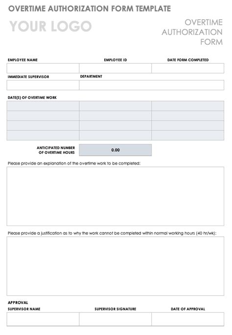 Free Overtime Request Forms Smartsheet