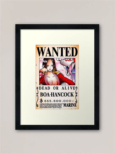 Wanted Poster Shichibukai Boa Hancock 655 Million Berrys One Piece Framed Art Print By