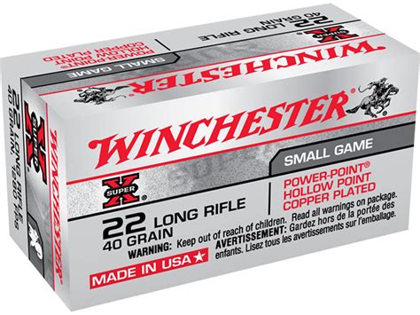 Winchester Super X High Velocity 22lr Ammo 40 Grain Plated Hollow