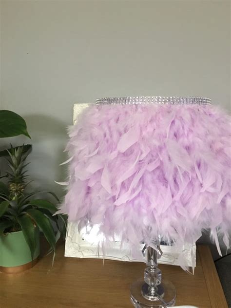 Champagne Pink Or White Or Lilac Feather Light Shade Or Lamp Etsy