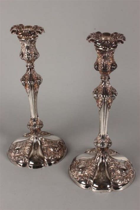 Pair Of Victorian Silver Plate Candlesticks Marked George