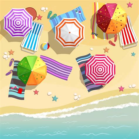 Free Vector Aerial View Of Summer Beach In Flat Design Style