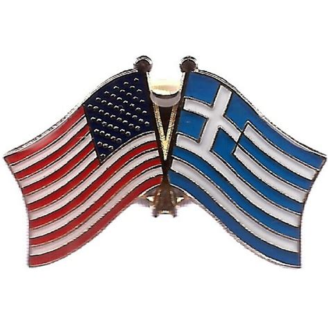 Pack Of 3 Greece And Us Crossed Double Flag Lapel Pins Greek And American