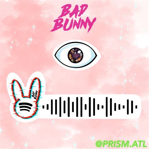 x100pre bad bunny eye and spotify song sticker etsy