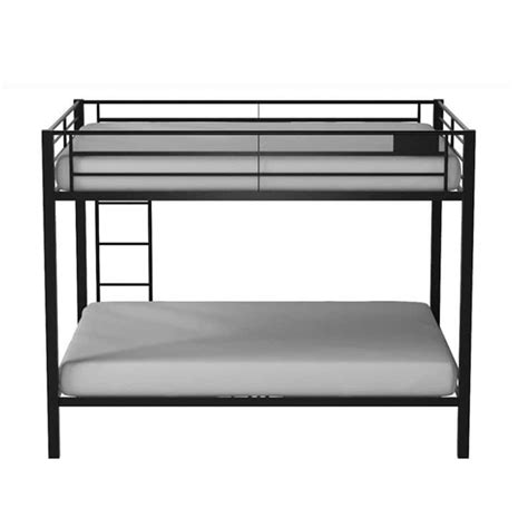 Kaleb Queenqueen Bunk Bed In Sandy Black Contemporary Metal Frame Reversible Front Ladder