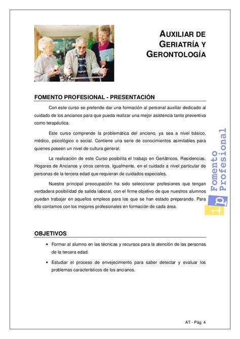 auxiliar de geriatría y gerontología