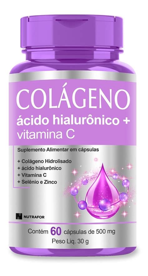 Colágeno Hidrolisado + Ácido Hialurônico + Vitam C 60 Cps Nf | Mercado