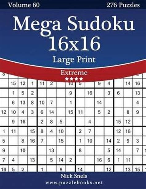 Bol Mega Sudoku 16x16 Large Print Extreme Volume 60 276