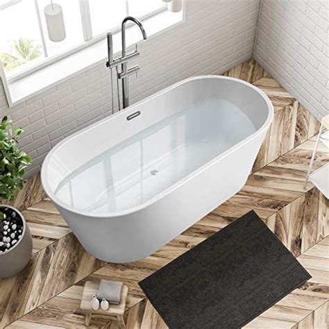 Ferdy 67 Freestanding Bathtub White Modern Stand Alone Bathtub