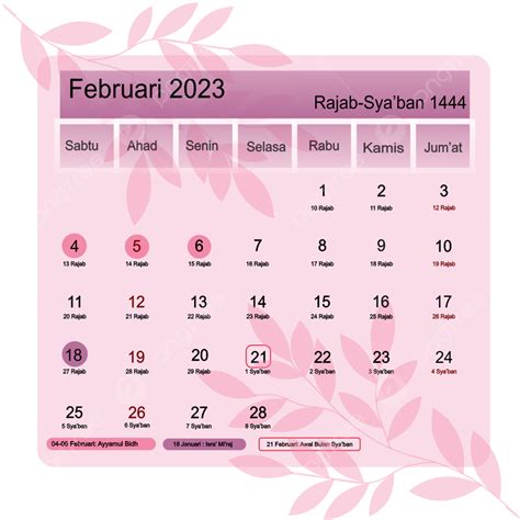 Gambar Kalender Bulan Februari Bg Pink Kalender Februari 2023