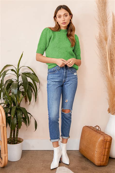 Vero Moda Diana Light Green Sweater Short Sleeve Sweater Lulus