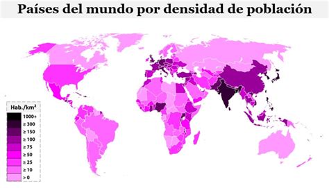 Países del mundo por densidad de población 2020 Saber es práctico