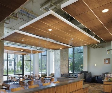 When exposed to the heat from a fire, the panels soften and fall from the grid. floating wood ceiling panels | Design - Commercial ...