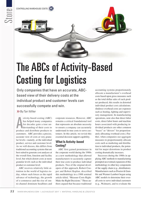 Pdf The Abcs Of Activity Based Costing For Logistics