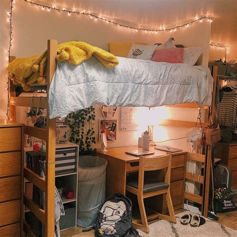 College Dorm Lofted Bed Ideas Dream Dorm Room Cool Dorm Rooms Cozy