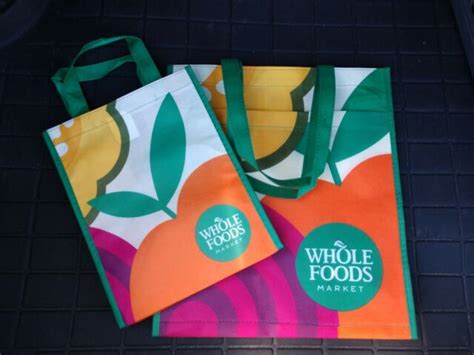 Whole Foods Reusable Shopping Bags Set Of 2 Fruitfloral Print Front