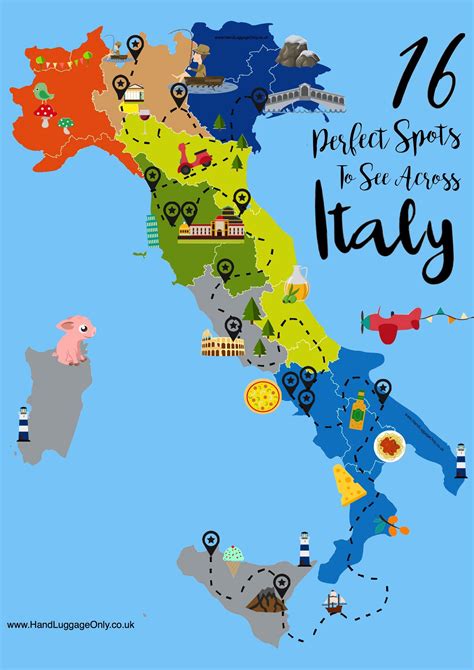 Touristische Landkarte Von Italien Touristische Attraktionen Und