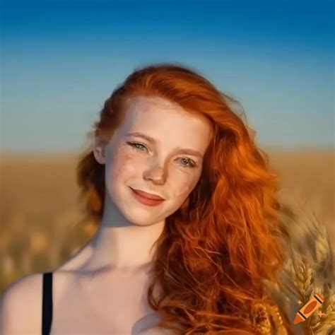 Ginger Woman With Freckles Pale Skin Photo Photograph Portrait Close Up Golden Hour Wheat
