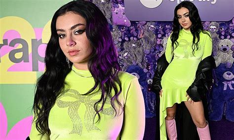 Charli Xcx Puts On A Very Leggy Display In A Neon Green Mini Dress And