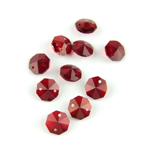 200pcslot Dk Red 14mm K9 Glass Crystal Octagon Beads In 2 Hole For